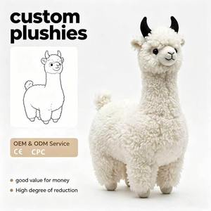 Peluche <span class=keywords><strong>de</strong></span> <span class=keywords><strong>Alpaca</strong></span> Blanca Personalizado OEM al por Mayor, Juguete <span class=keywords><strong>de</strong></span> Llama Pequeña con Cuernos Negros, Suave y Esponjosa, Regalo <span class=keywords><strong>de</strong></span> Halloween, CE CPC - Product Image 1