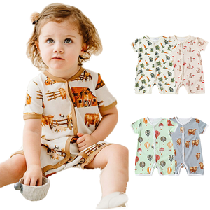 Monos de bebé de manga corta de verano para hombre y mujer recién nacido dibujos animados patrón de animales ropa de punto monos finos - Product Image 3