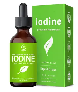 OEM Iodo Drops Vegan Iodo Líquido Suplemento Solução Suporta Saúde da Tiróide Hormonas & Peso Inípido Absorção Superior