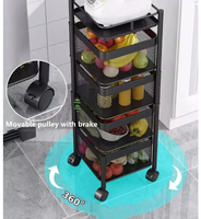 Étagère rotative de stockage de cuisine 3/4/5 couches multicouches 360 degrés en acier au carbone légumes fruits panier de stockage support chariot chariot