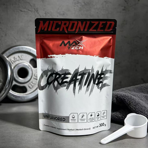 Custom Red Black White Stand Up Zipper Pouch for 300g Creatine Sports Supplement Powder Packaging <b>Bag</b> - Product Image 1