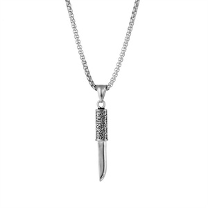 Hip Hop Vintage Stainless Steel Custom Knife Dagger Charm Pendant <b>Necklace</b> with Link Chain <b>for</b> <b>Men's</b> Party Wedding Anniversary - Product Image 5