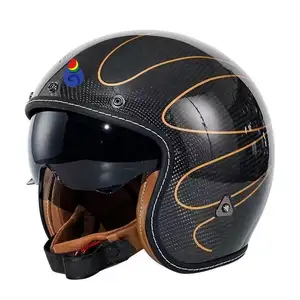 Casco retrò Moto visiera aperta visiera occhiali maschera Scooter caschi 3/4 Chopper Casco Moto Vintage Casco