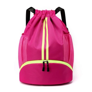 Unisex Black <b>Drawstring</b> <b>Backpack</b> 20-35L Mesh Side Pockets Zippered Bottom Compartment Travel Fashion Bag - Product Image 2