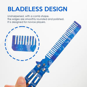 Peigne papillon d'entraînement pour hommes, pliable, de poche, pour le coiffage, peigne d'entraînement pliable, couteau papillon d'entraînement - Product Image 5