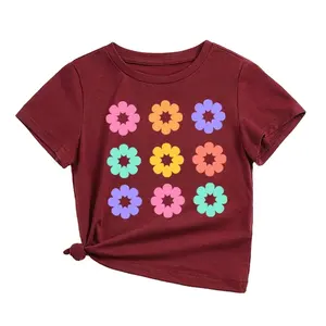 Vendita all'ingrosso di vendita calda stampa biologica per bambini t-shirt in cotone organico per bambini t-shirt estiva per bambini e bambine
