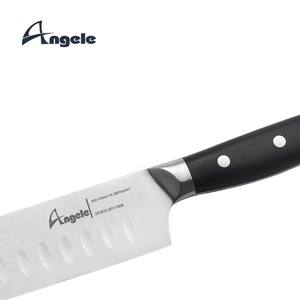 Couteau Santoku <span class=keywords><strong>haut</strong></span> <span class=keywords><strong>de</strong></span> <span class=keywords><strong>gamme</strong></span> <span class=keywords><strong>de</strong></span> 7 pouces en acier 440C, lame japonaise ultra-affûtée antiadhésive, manche en bois <span class=keywords><strong>de</strong></span> Pakka ambidextre, prise en main confortable - Product Image 3