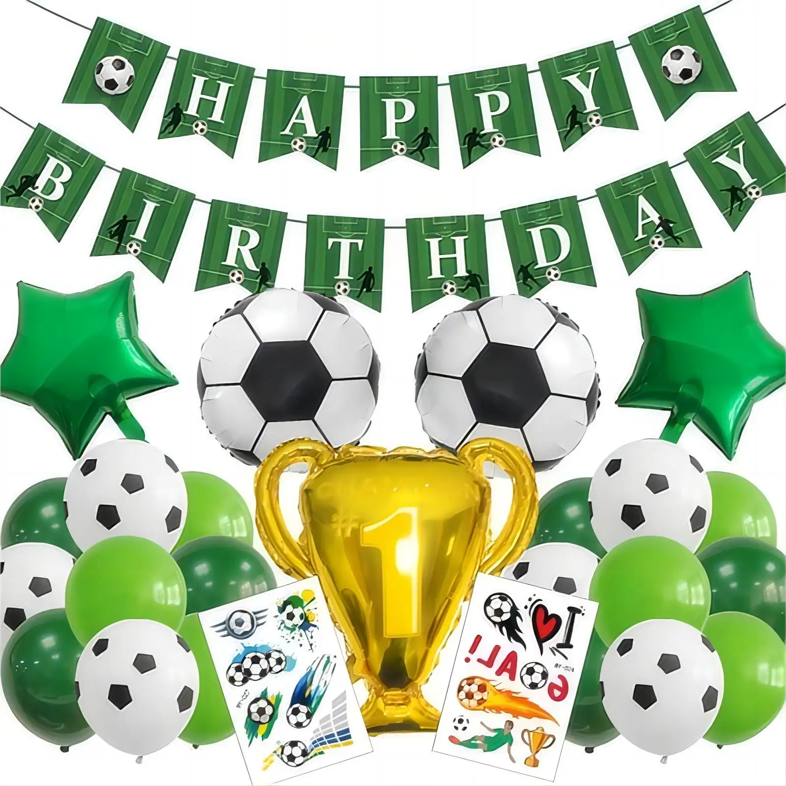 Football Theme Balloon Decoration Birthday Latex Balloons Decoration Happy Birthday Banner Balloon Kits for Kids