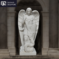 Statue d'ange en marbre naturel sculptée à la main, grandeur nature, célèbre, pour jardin extérieur, religieuse, saint Michel, l'archange