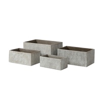 Pot Bunga Beton Persegi Besar Minimalis Modern, Tahan Lama, Warna Beige Abu-abu, untuk Penanaman Dinding di Rumah, Kualitas Pusat Perbelanjaan