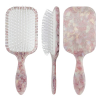 Brosse à cheveux en acétate avec coussin d'air et logo personnalisé, finition brillante, idéale pour les mariages, les voyages et la maison