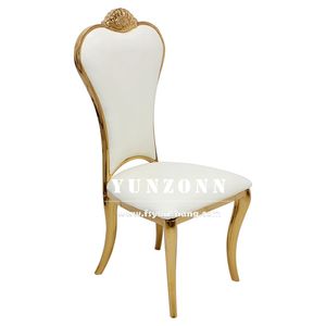 Lüks kraliyet taç kafa düğün sandalyesi olay mekan beyaz ve altın yemek sandalyeleri - Product Image 2