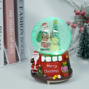 Globo de neve de poliresina de vidro feito sob encomenda, globo de neve de natal com neve de sopro para decoração de natal
