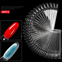 Fournitures pour ongles en forme d'éventail transparent Nail Art Practice Tips 50Pcs Nail Color Display Stick