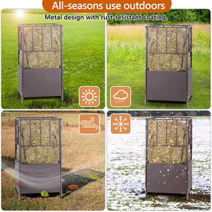 JH-Mech Mangeoire à foin extérieure de 120 gallons de capacité pour le fourrage du bétail Support à foin robuste multifonctionnel et durable stable - Product Image 4