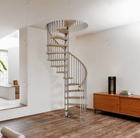 Escalier en colimaçon intérieur sur mesure, design moderne, en chêne américain avec acier inoxydable et verre, escalier circulaire en colimaçon pour loft