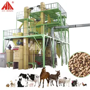 1-2 ton/saat komple kümes hayvanları hayvan yemi pelet makinesi/sığır, tavuk, domuz yemi üretim hattı fiyatı