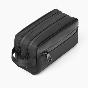 Pochette à cosmétiques imperméable en toile noire de haute qualité pour hommes, trousse de toilette en cuir de voyage, trousse de toilette Dopp pour hommes, vente en gros - Product Image 2