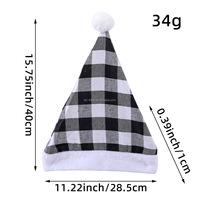 Chapeau de Père Noël du Nouvel An en gros bon marché Motif de grille à carreaux décoratifs de Noël Chapeaux de Père Noël à carreaux rouges et noirs