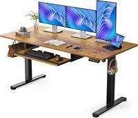 Bureau assis-debout électrique moderne YG 48x24 pouces avec plateau pour clavier pleine taille et cadre en acier allié, hauteur réglable
