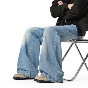 Men's Classic Washed Denim <b>Y2K</b> Heavyweight Loose Fit Straight Leg Jeans Casual <b>Trousers</b> Wholesale 2026 Spring Fashion - Product Image 1