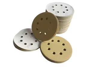 Discos de lijado de grano 80 profesionales de gancho y bucle, disco de lijado redondo, disco de papel de lija amarillo para pulir - Product Image 6