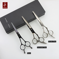 Ciseaux de coiffure professionnels AAD-6.2BK couleur gris fumé en acier inoxydable CNC pour barbier CHENG YONGHE