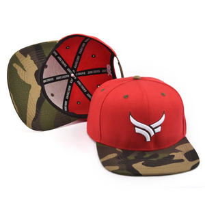 Gorra Snapback Roja de 6 Paneles con Logotipo Bordado en 3D Personalizado en Blanco, Visera de Camuflaje, Estilo Urbano Unisex - Product Image 2