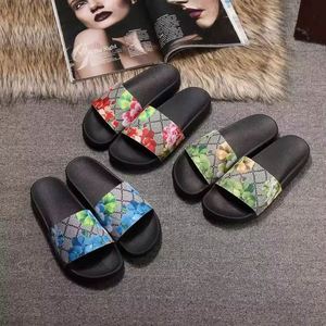 Original Luxury Genuine Leather Vacation Flat Brand Slippers Floral Print Couples Summer Beach <b>Slides</b> Designer Flats Sandals - Product Image 4