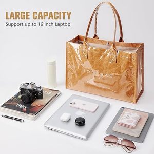 Borsa Tote Tote tose Tyvek unica da donna con manico superiore Custom PVC in carta Kraft borse da lavoro borsette chiusura aperta per <span class=keywords><strong>la</strong></span> vita quotidiana - Product Image 3
