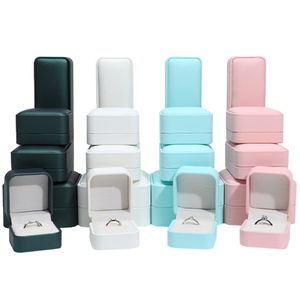 4 Colors PU Leather Jewelry <b>Ring</b> <b>Box</b> Set for Engagement Wedding <b>Proposal</b> with Soft Velvet Lining - Product Image 1