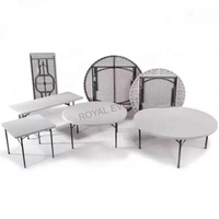 Table ronde pliante en plastique HDPE, portable, pour extérieur, pour événements, mariages, fêtes, livraison directe d'usine