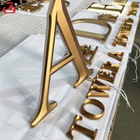 Letrero publicitario LED con nombre personalizado, letrero comercial con efecto de luz amarilla para uso en oficina, decoración de canal de Metal de acero inoxidable