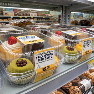 Boîte à gâteau transparente à 4 compartiments en PET avec couvercle à charnière, conteneur à cupcakes transparent comme du cristal, sans BPA, qualité alimentaire, logo personnalisé - Product Image 4