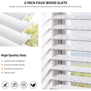 American Popular Built-In Faux Wood Venetian Blinds Cordless 2 Inch Waterproof Automatic - Product Image 2