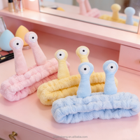 Serre-tête en flanelle amusant motif escargot, très élastique, pour yoga, spa, lavage du visage, maquillage, douche, accessoires capillaires colorés pour femmes