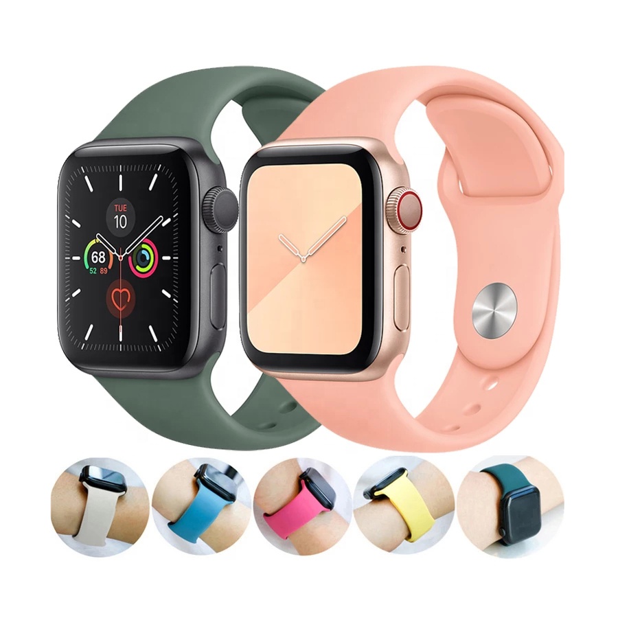 Bandas de silicone clássicas para reposição de iwatch Series 8 7 6 5 4 3 2 1 SE Bandana 38 40 42 44 41 45 mm