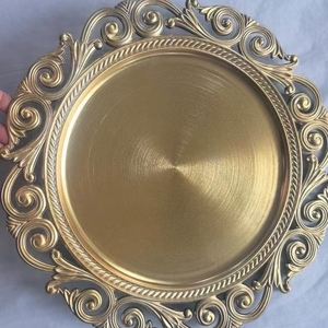 Platos de Presentación Dorados de Estilo Europeo <span class=keywords><strong>Vintage</strong></span>, Decoración de Mesa Premium <span class=keywords><strong>para</strong></span> <span class=keywords><strong>Restaurantes</strong></span>, Hoteles de Lujo y Salones de Boda - Product Image 5