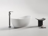 Baignoire autoportante ovale MA5010 en surface solide moderne 1700 mm en pierre artificielle pour salle de bain