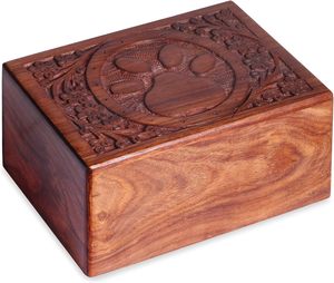 Evcil Hayvan Külleri için Ahşap Urn Kutusu, Kremasyon Cenaze Pati İzi Kutusu, Köpekler için Evcil Hayvan Anıtı Dekoratif Urn - Product Image 1
