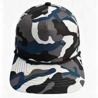 Casquette de camionneur personnalisée en camouflage perforé respirant, bleu gris, casquette de baseball à visière plate, chapeau de soleil pour l'extérieur