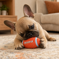 Jouet de football pour chien en latex qui couine, 2 tailles (petit et grand), jouet à mâcher en forme de ballon de rugby pour la dentition des chiots et chiens de taille moyenne à grande