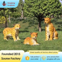 Sculpture de léopard, guépard ou tigre en résine et fibre de verre, grand format, sur mesure, pour jardin extérieur.