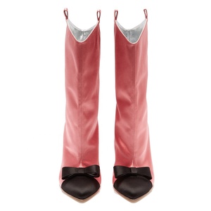Chaussures rouges à bout pointu pour femme, nouvelle bottines <span class=keywords><strong>noires</strong></span>, pointues, en Satin rose, à talon aiguille haut, nouvelle collection 2020 - Product Image 2