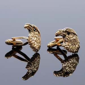 Mens Cufflink <b>Gift</b> Set Hot-selling Luxury Gold-<b>bronze</b> Men's Shirt Cufflinks with Black Diamond Eagle Head Design - Product Image 2