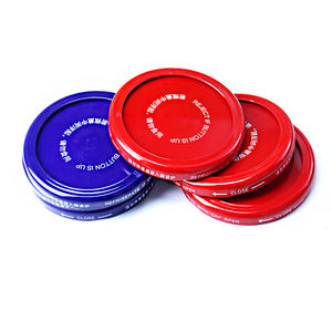 Tapas de tarro de albañil de <span class=keywords><strong>boca</strong></span> ancha rojas y azules de 82mm personalizadas, tapas de conservas de vidrio, tapas de tarro giratorias de hojalata para tapa de mermelada de Metal - Product Image 1