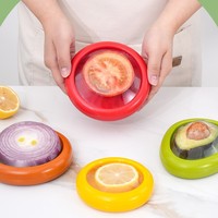 Avocado Saver en Tomatenhouder, 4 herbruikbare voedselbewaarbakjes voor koelkast, fruit- en groentebak, crisper, halve ui gesneden
