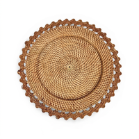 Assiette de présentation décorative en rotin, style bohème, texture naturelle, pour la table de fête, écologique, fabriquée au Vietnam
