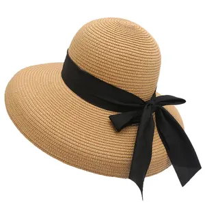 New Trendy Vacation Summer Outdoor Sunscreen Beach hats with custom logo for women summer straw