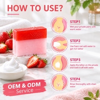 Savon artisanal OEM/ODM à la fraise pour l'hygiène intime, à base d'huiles essentielles, hydratant, raffermissant, équilibrant le pH et apaisant pour le bain